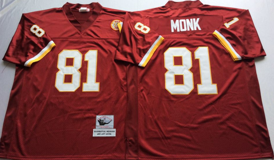 Men NFL Washington Redskins 81 Monk red Mitchell Ness jerseys